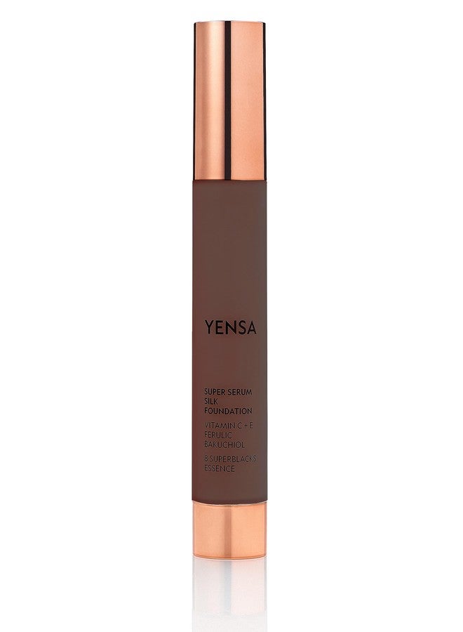 YENSA Serum Foundation Makeup - Super Silk Full Coverage Foundation Enriched with Peptides, Vitamin C & Ferulic Acid to Help Reduce Fine Lines, Wrinkles & Dark Circles - Deep 4 (1 oz) - Image 1