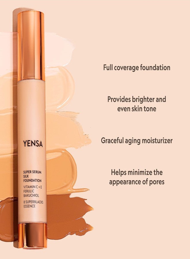 YENSA Serum Foundation Makeup - Super Silk Full Coverage Foundation Enriched with Peptides, Vitamin C & Ferulic Acid to Help Reduce Fine Lines, Wrinkles & Dark Circles - Deep 4 (1 oz) - Image 5