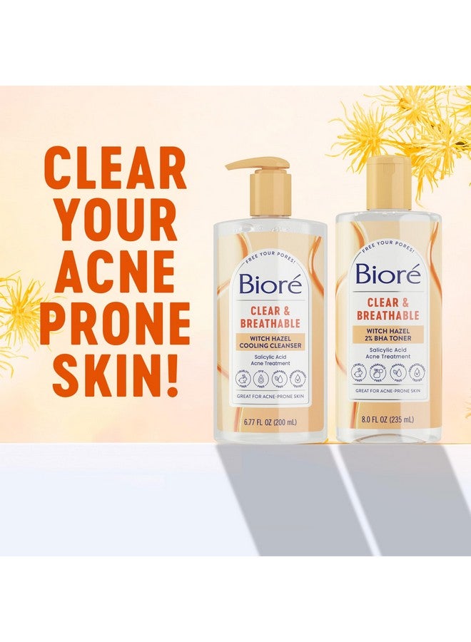 Bioré Biore Clear & Breathable Cooling Cleanser with Witch Hazel, Acne Treatment for Face, Face Scrub for Oily Skin, Salicylic Acid Cleanser, 6.77 Oz - Image 2