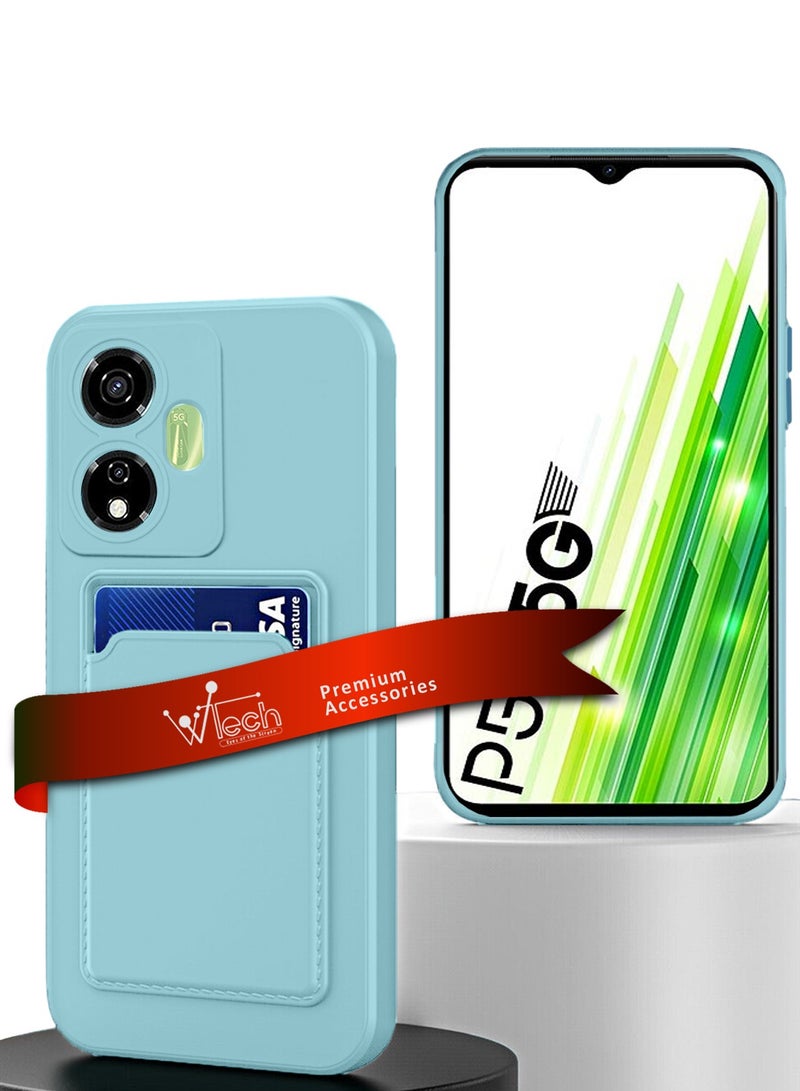 Wtech Silicone TPU With Card Holder Case Cover For Itel P55+ / P55 Plus 4G 2024 Sky Blue - Image 1