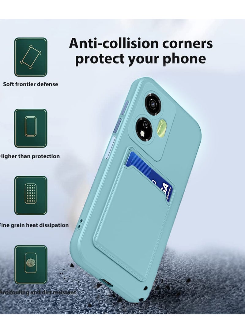Wtech Silicone TPU With Card Holder Case Cover For Itel P55+ / P55 Plus 4G 2024 Sky Blue - Image 2