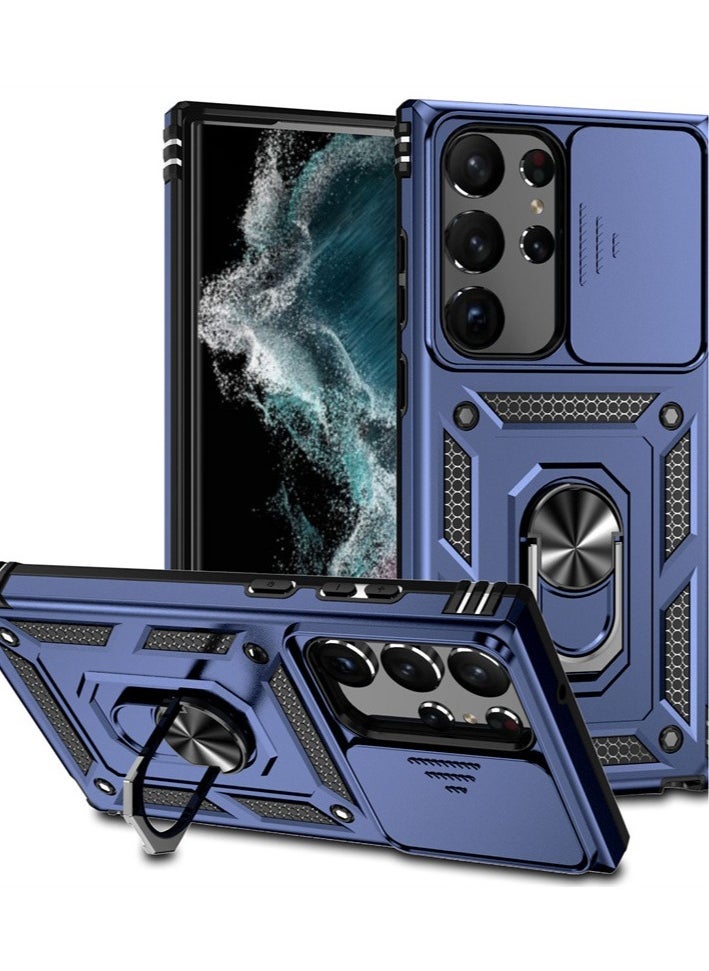 TEAM LUXURY Samsung Galaxy S24Plus Case, Slide Camera Cover, Built in Rotate Ring Kickstand, Heavy Duty Shockproof Protective Case  - Image 1