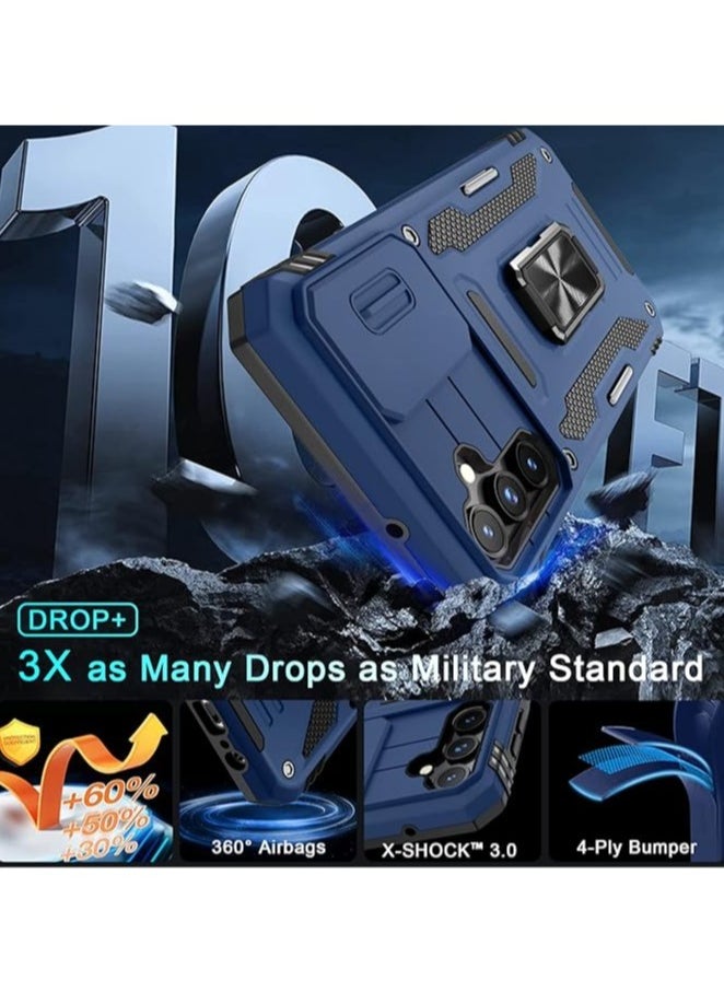 TEAM LUXURY Samsung Galaxy S24Plus Case, Slide Camera Cover, Built in Rotate Ring Kickstand, Heavy Duty Shockproof Protective Case  - Image 2