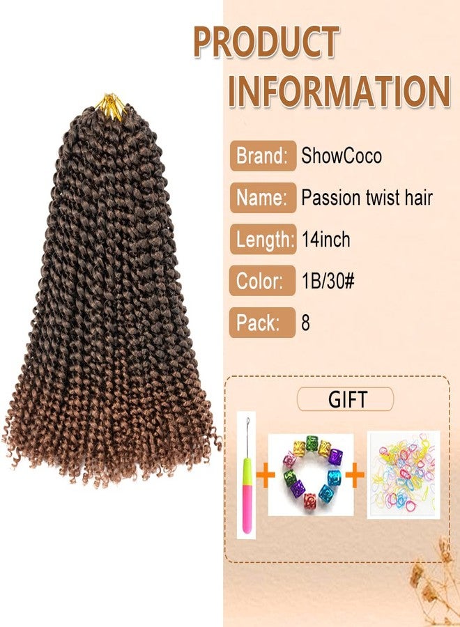 ShowCoco Passion Twist Hair - 8 Packs, 14 Inch Short Synthetic Water Wave Crochet Twist, Bohemian Ombre Hair (14 Inch, 1B/30) - Image 2