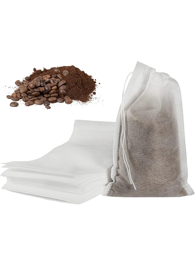 إيروريكس 200 قطعة من أكياس القهوة الباردة التي يمكن التخلص منها، أكياس فلتر القهوة ذات الشبكة الدقيقة، أكياس برباط للقهوة المثلجة والشاي الساخن والتوابل العشبية - Image 1