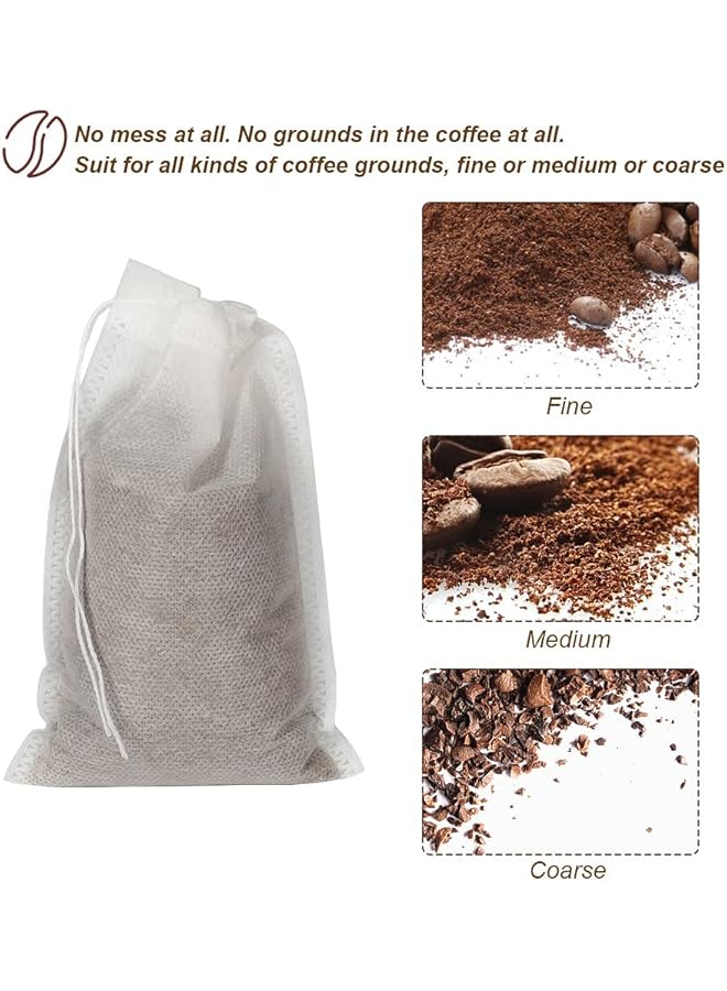 إيروريكس 200 قطعة من أكياس القهوة الباردة التي يمكن التخلص منها، أكياس فلتر القهوة ذات الشبكة الدقيقة، أكياس برباط للقهوة المثلجة والشاي الساخن والتوابل العشبية - Image 2