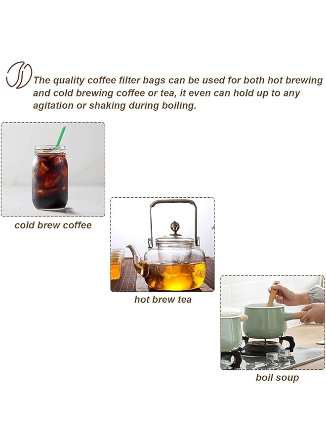 إيروريكس 200 قطعة من أكياس القهوة الباردة التي يمكن التخلص منها، أكياس فلتر القهوة ذات الشبكة الدقيقة، أكياس برباط للقهوة المثلجة والشاي الساخن والتوابل العشبية - Image 4