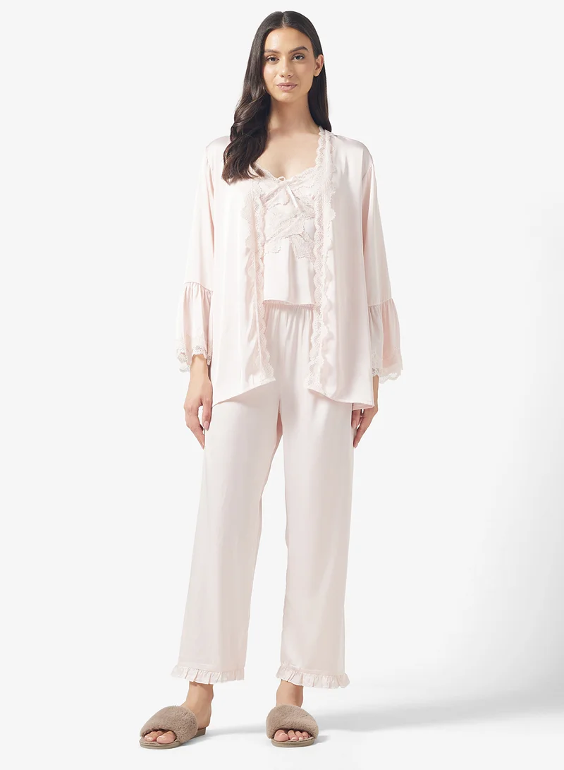 ELLA Cami Top With Robe & Pant Set