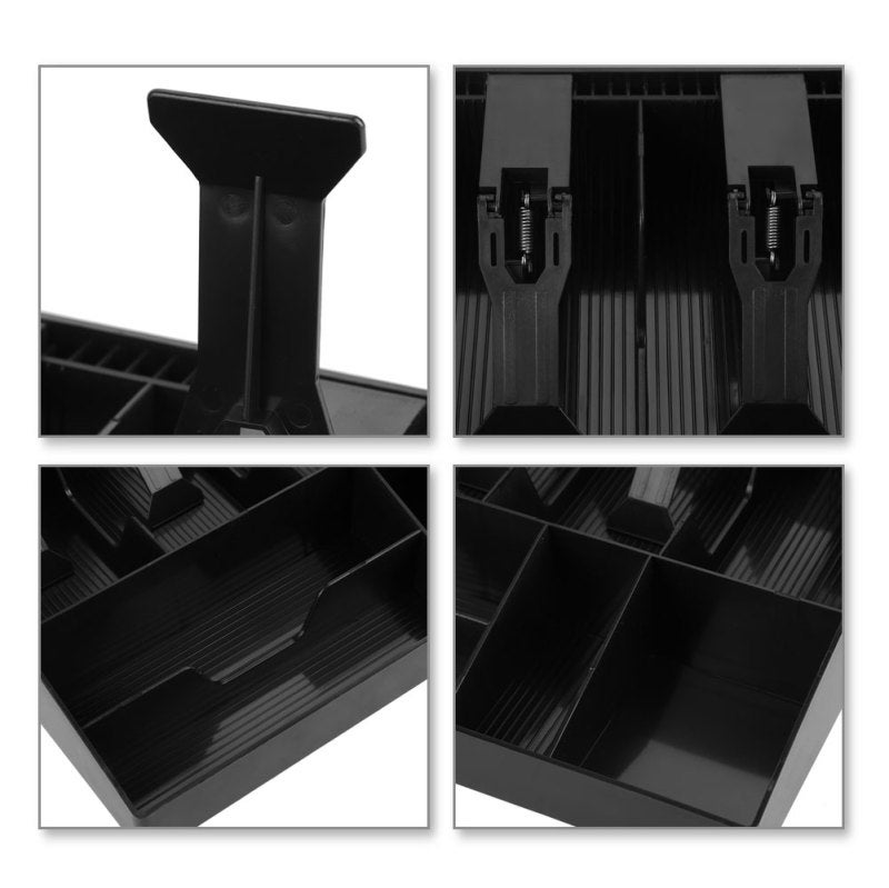 Plastic Cash Drawer Tray 32x27x6cm 4 Bill 4 Coin Compartments - Easy Insert Remove Cash Box Organizer for Drawers - Image 4