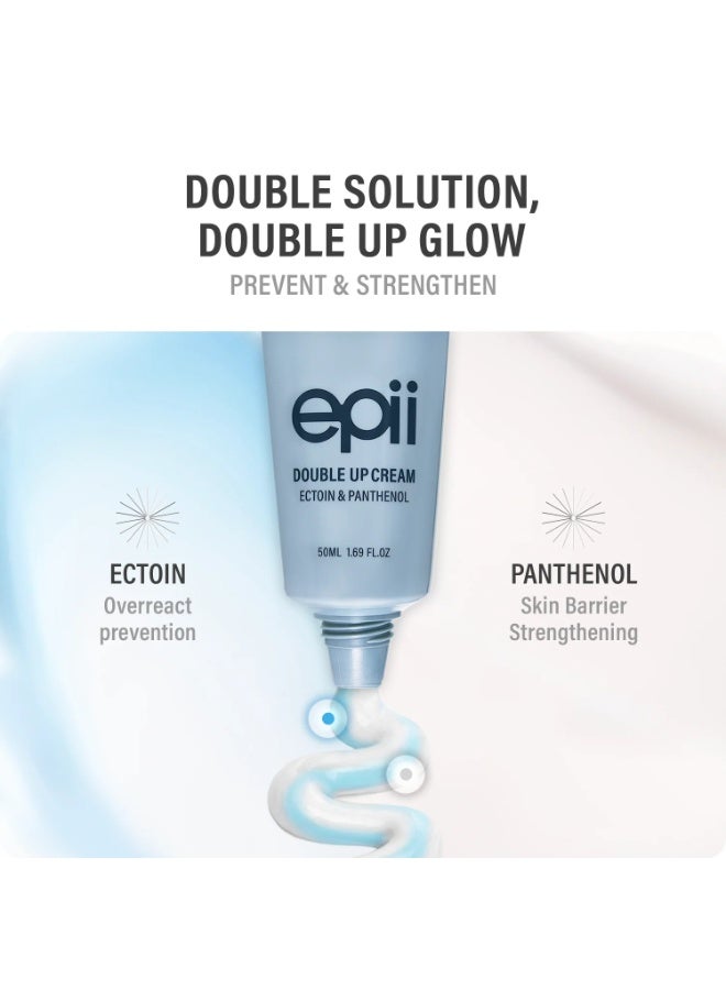 epii Double Up Cream face moisturizer ectoin panthenol squalane 15% B5 dry skin sensitive skin soothing calming korean skincare 50ml 1.69 oz. fl - Image 2