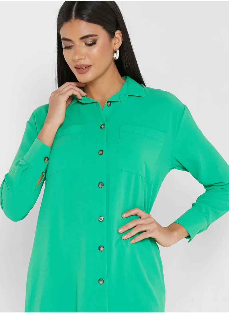 ANOTAH Side Split Longline Button Down Tunic