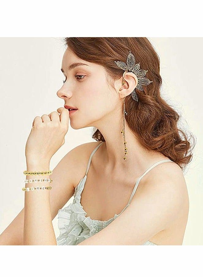 DIY Jewelry Making Kit 1800Pcs with 1500Pcs Gold Round Beads 150Pcs Alphabet Beads 150Pcs White Pearls and Elastic String for Crafts - Image 4