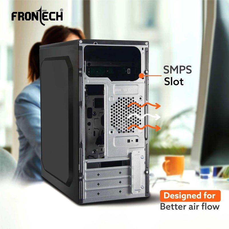FRONTECH Flint Silver Series Cabinet/Computer Case with HD Audio | ATX/Mini ATX Compatible | 2 Front USB - 2.0 | Ideal for Home/Office/Gaming (FT-4277, Black) - Image 4