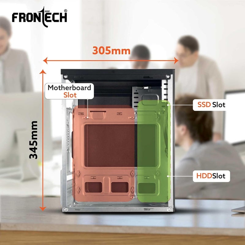 FRONTECH Flint Silver Series Cabinet/Computer Case with HD Audio | ATX/Mini ATX Compatible | 2 Front USB - 2.0 | Ideal for Home/Office/Gaming (FT-4277, Black) - Image 5