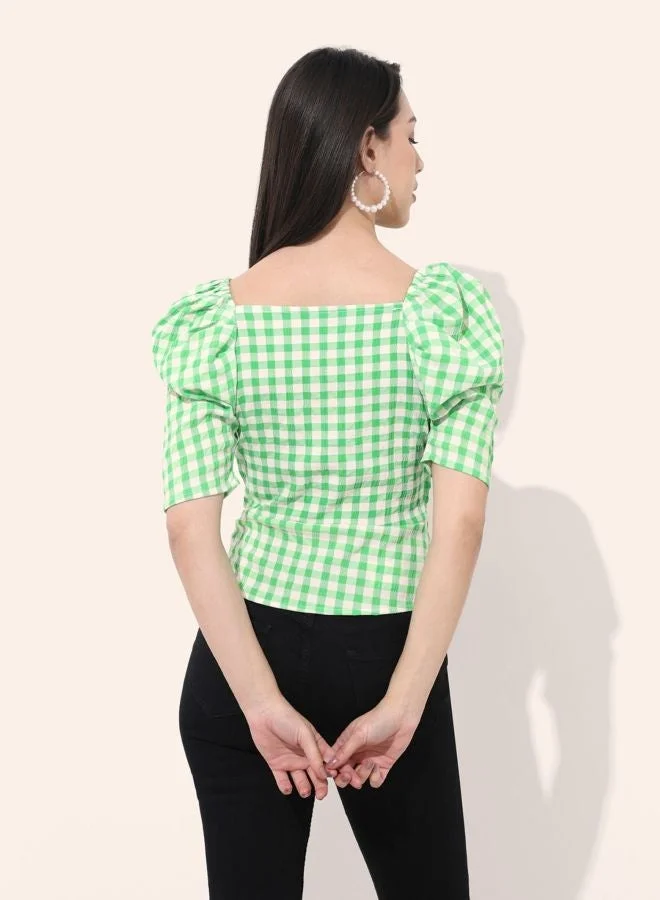 Freehand  Women Regular Fit Textured V-Neck Short Sleeve Wrap Top  | Best Price UAE