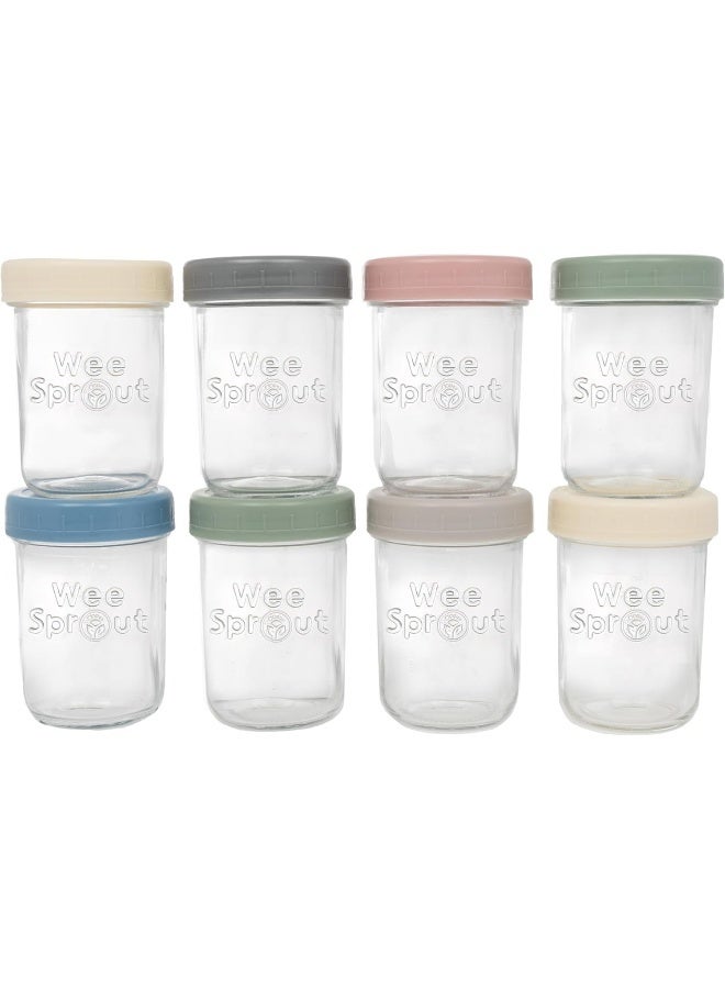 WeeSprout Glass Baby Food Storage Jars w/Lids (8 oz, 8 Pack Set) - Image 1