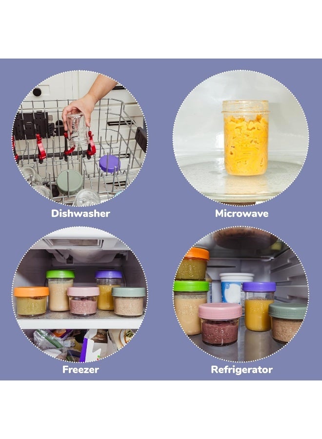 WeeSprout Glass Baby Food Storage Jars w/Lids (8 oz, 8 Pack Set) - Image 4