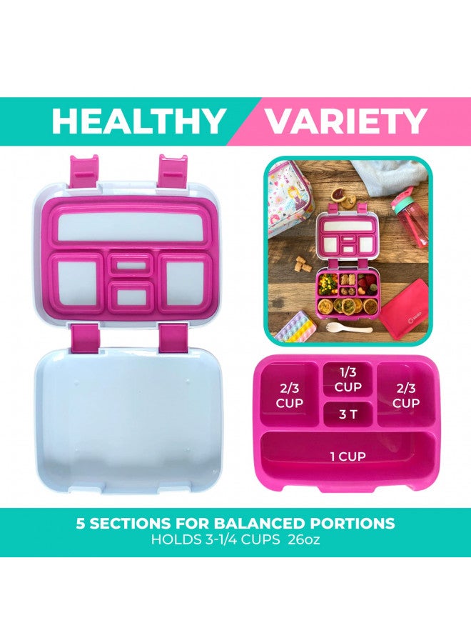 Kinsho kinsho Fairy Lunch Box with Thermos, Matching Bag and Ice Pack Set for Girls, Kids Bento Box wtih 5 Compartments, Lunch Bag, Food Jar Set, Pink Fairy Princess - Image 5