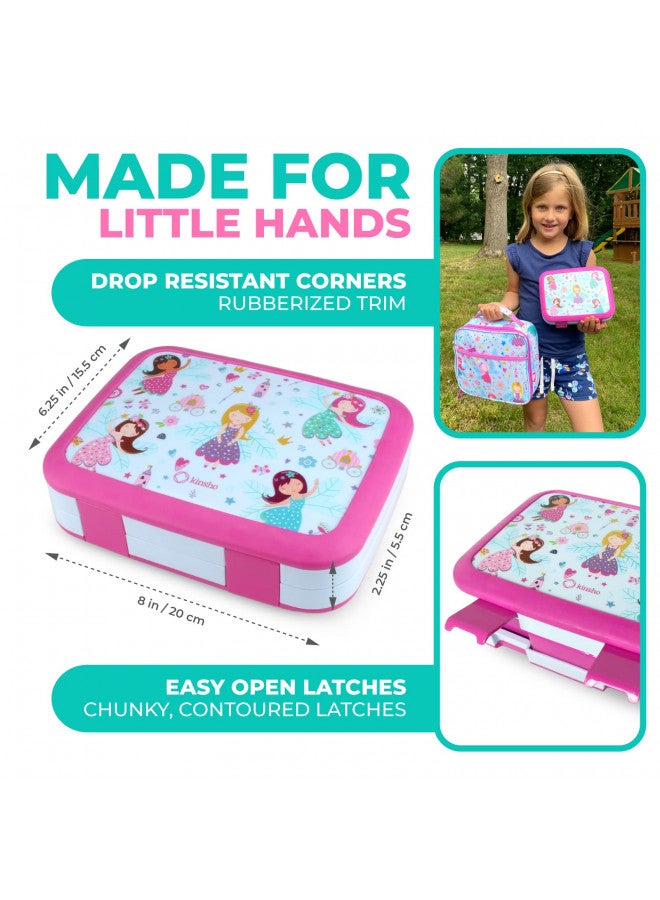 Kinsho kinsho Fairy Lunch Box with Thermos, Matching Bag and Ice Pack Set for Girls, Kids Bento Box wtih 5 Compartments, Lunch Bag, Food Jar Set, Pink Fairy Princess - Image 4