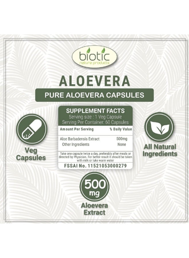 بيوتيك كبسولات الألوة فيرا الحيوية - كبسولات الألوة فيرا النقية 500 ملغ مستخلص - مكملات للعناية بالشعر والبشرة، وصحة الجهاز الهضمي - 60 كبسولة نباتية - Image 4
