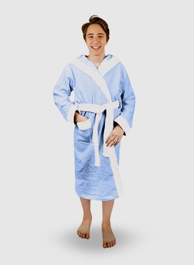 Banotex Kids Bath Robe Towel 100% Cotton Light Blue Color Kids Hooded Comfortable For Girls and Boys 1 Piece  - Image 1