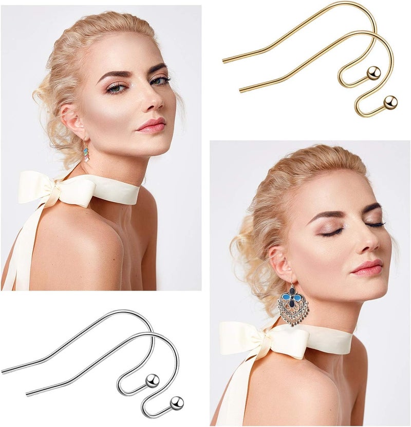 Dhruv Crafts French Earring Hooks Ball Dots in 4 Colors with Clear Earring Backs for Jewelry Making DIY 200 Pieces Silver Gold - Image 5