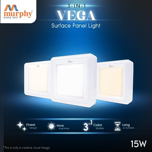 Murphy Aluminium 15W Vega 3-In-1 Square Led Panel Color Changing Surface Light (Cool White/Warm White/Natural White, Pack Of 6) - Image 4