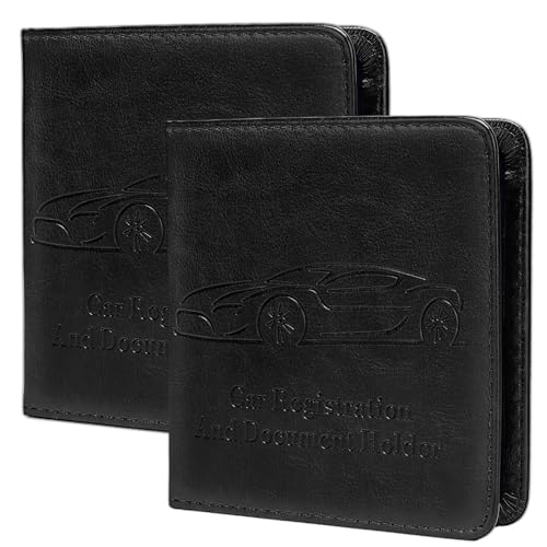 Peisicne 2Pack Car Registration and Insurance Holder Car Organization Vehicle Document Organizer with Magnetic Closure for Cards License in Glove Box Black - Image 1
