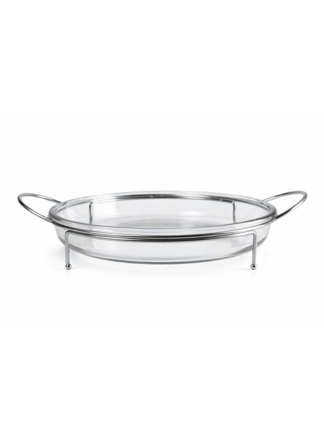 Borcam - Round Glass Food Warmer With Stand - Silver - 2.95 Lit - Image 1