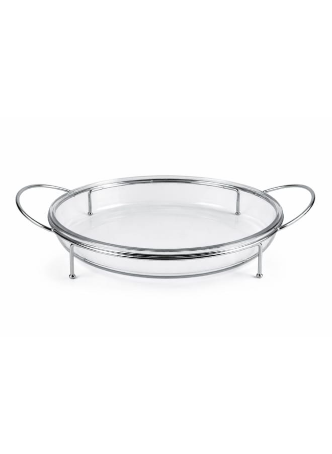 Borcam - Round Glass Food Warmer With Stand - Silver - 2.95 Lit - Image 2