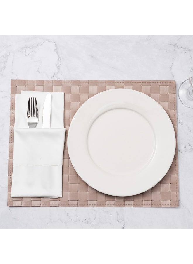 Restaurantware Macroweave 16 x 12 Inch Woven Placemats, Set Of 6 Rectangle Table Placemats - Durable, Easy To Clean, Sand Plastic Placemats For Dining Table, For Homes or Restaurants, - Image 4