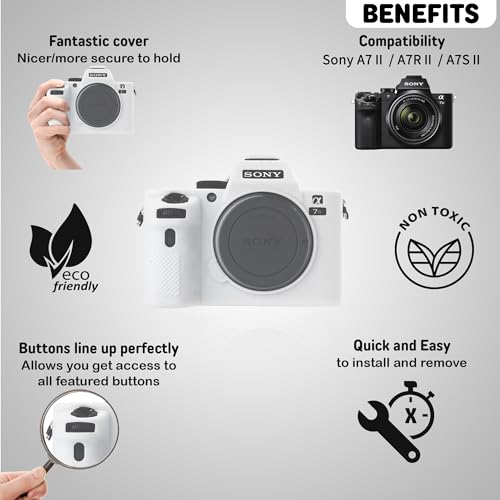 STSEETOP Camera Case for A7II/ A7RII / A7SII / A7MII - Protective Silicone DSLR Skin Cover, Detachable Cage, Shockproof, Dustproof (White) - Image 4