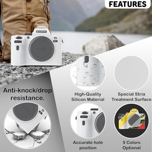 STSEETOP Camera Case for A7II/ A7RII / A7SII / A7MII - Protective Silicone DSLR Skin Cover, Detachable Cage, Shockproof, Dustproof (White) - Image 3