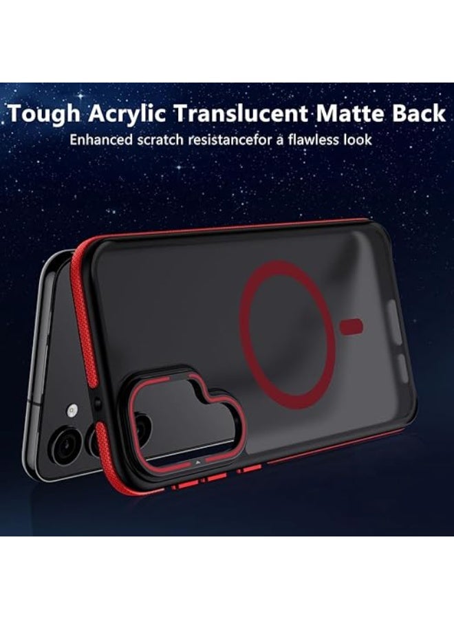 Samsung Galaxy S24 Plus /S25 Plus Case, Compatible with MagSafe, Anty-Slip Grip,Military-Grade Protective, Adjustable Kickstand Phone Case, Magnetic Case (Black/Red) - Image 2