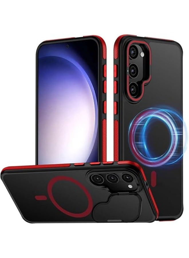 Samsung Galaxy S24 Plus /S25 Plus Case, Compatible with MagSafe, Anty-Slip Grip,Military-Grade Protective, Adjustable Kickstand Phone Case, Magnetic Case (Black/Red) - Image 1
