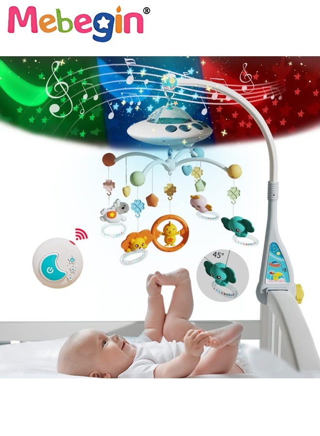 MEBEGIN Baby Crib Mobile with Cartoon Rattles, 360° Rotation Function and Multiple Songs, Universal Crib Attachment, Multifunctional Adorable Crib Hanging Toys, Ideal Nursery Toy for Babies 