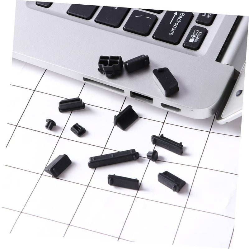13 قطعة من سدادات الغبار العالمية لمنفذ USB وأغطية واقية للطاقة المحمولة باللون الأسود - Image 4