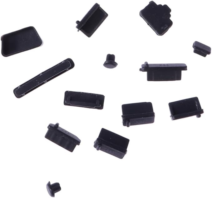 13 قطعة من سدادات الغبار العالمية لمنفذ USB وأغطية واقية للطاقة المحمولة باللون الأسود - Image 1