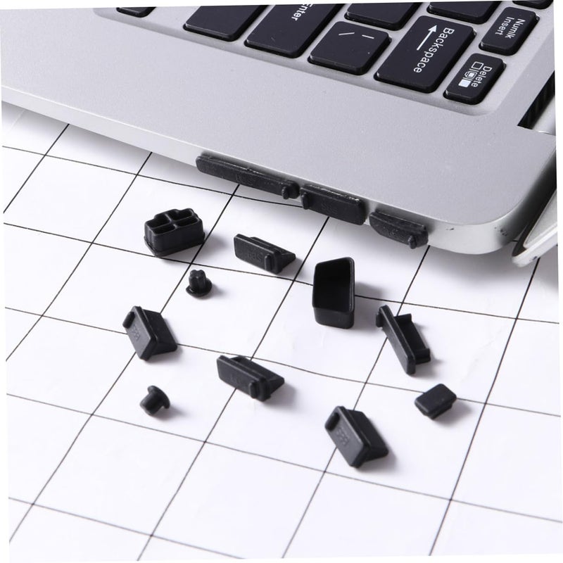 13 قطعة من سدادات الغبار العالمية لمنفذ USB وأغطية واقية للطاقة المحمولة باللون الأسود - Image 3