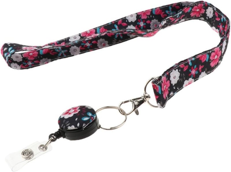 klarako Fashion Fabric Lanyard for ID Card Badge with Reel Retractable Clip - Printed Lanyard for Keys, Cell Phone Holder for Women & Girls - 13 - Image 5