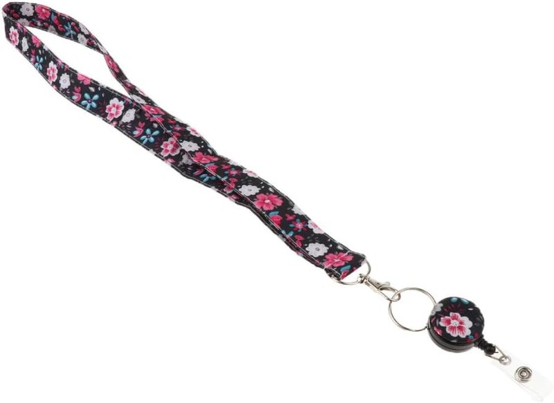 klarako Fashion Fabric Lanyard for ID Card Badge with Reel Retractable Clip - Printed Lanyard for Keys, Cell Phone Holder for Women & Girls - 13 - Image 1