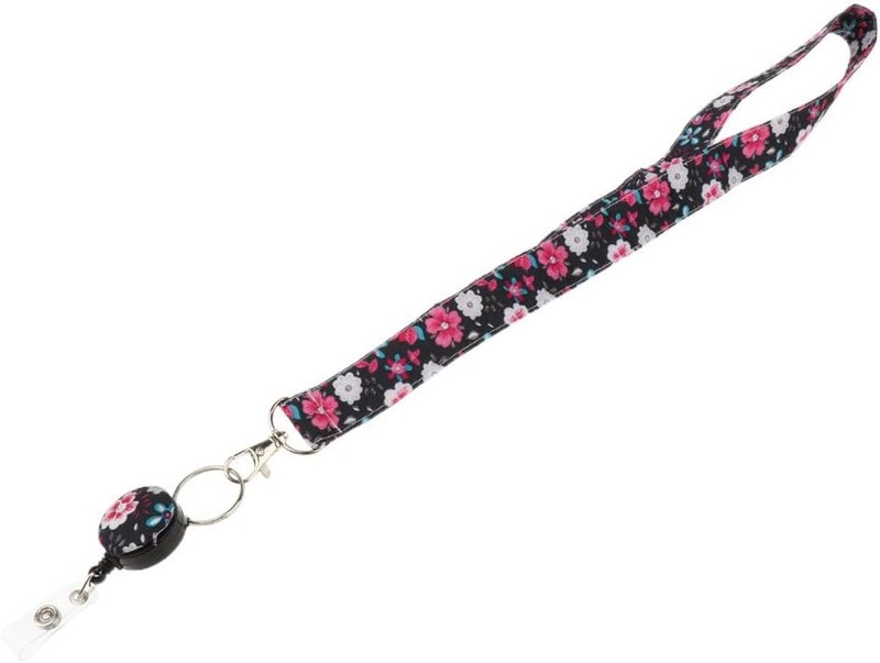 klarako Fashion Fabric Lanyard for ID Card Badge with Reel Retractable Clip - Printed Lanyard for Keys, Cell Phone Holder for Women & Girls - 13 - Image 2