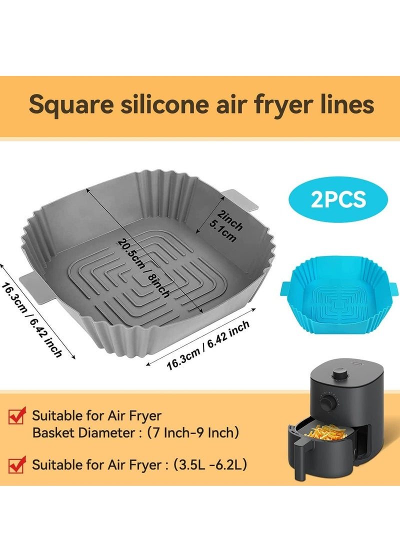Oasisgalore 2PCS Silicone Air Fryer Liners，Reusable Square Non-Stick Air Fryer Replacement of Parchment Liner Paper  - Image 2