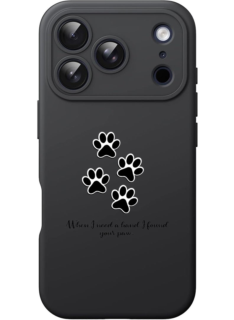 Theodor Protective Slim Fit Case Liquid Silicone Cover with Full Body Protection Anti-Scratch Shockproof Case For Apple iPhone 17 Pro Max (Black) paw print - Image 1
