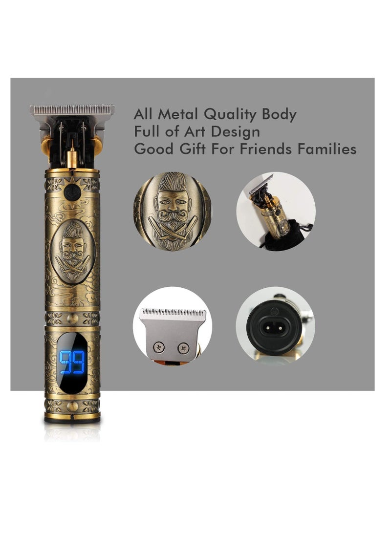 ELTRAZONE Upgraded Hair Trimmer Beard Clippers for Men Professional USB Electric Hair Clippers for Hair Cutting T Blade Gold Trimmers Pro Li Cordless Outliner Zero Gaped Rechargeable Retro Trimmer LED Display - Image 3