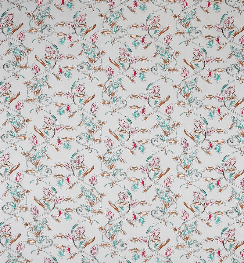 Furnofy Premium Floral Printed Double Bedsheet Set – White (90x100 Inches) with 2 Pillow Covers – Flat - Image 5