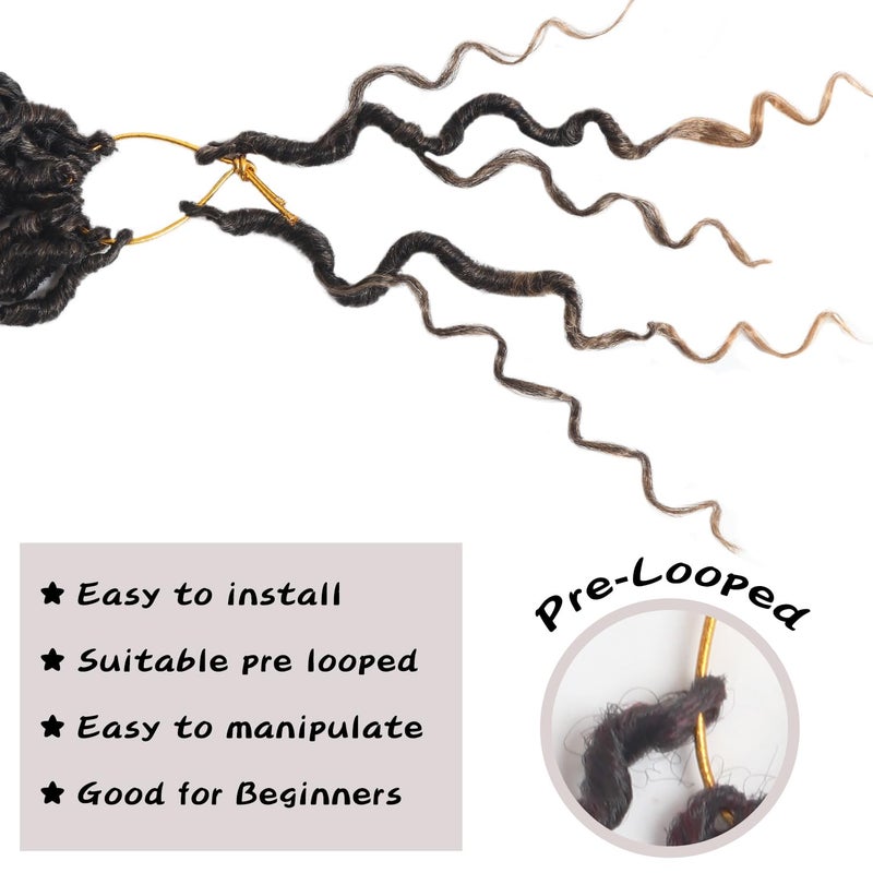 Vemet Goddess Locs Crochet Hair,8 Inch 9 Packs Faux Locs Synthetic Crochet Hair for Black Women, Boho Style Pre looped crochet with Curly Ends - Image 5