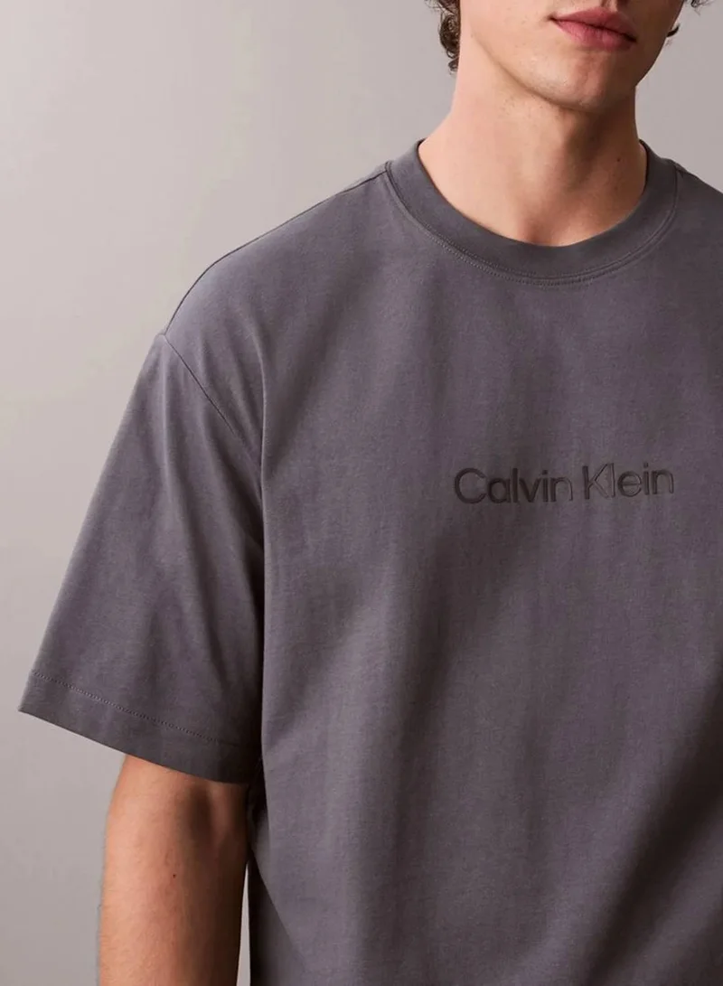 CALVIN KLEIN Anchor Navy Standard Logo Relaxed Tee for Men | Best Price UAE