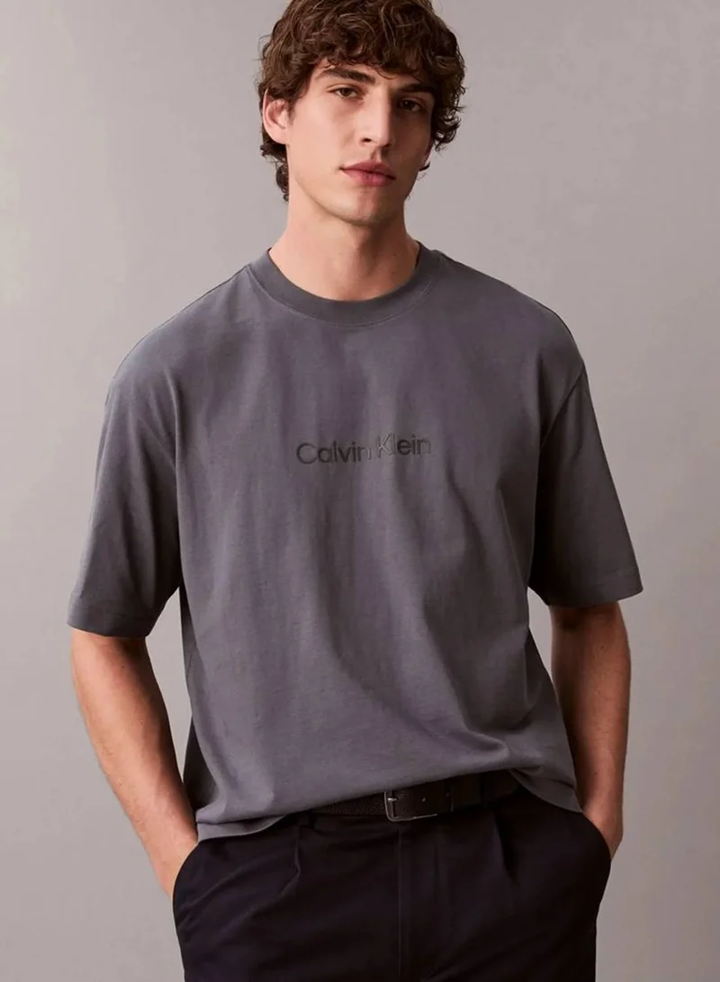 CALVIN KLEIN Anchor Navy Standard Logo Relaxed Tee for Men | Best Price UAE