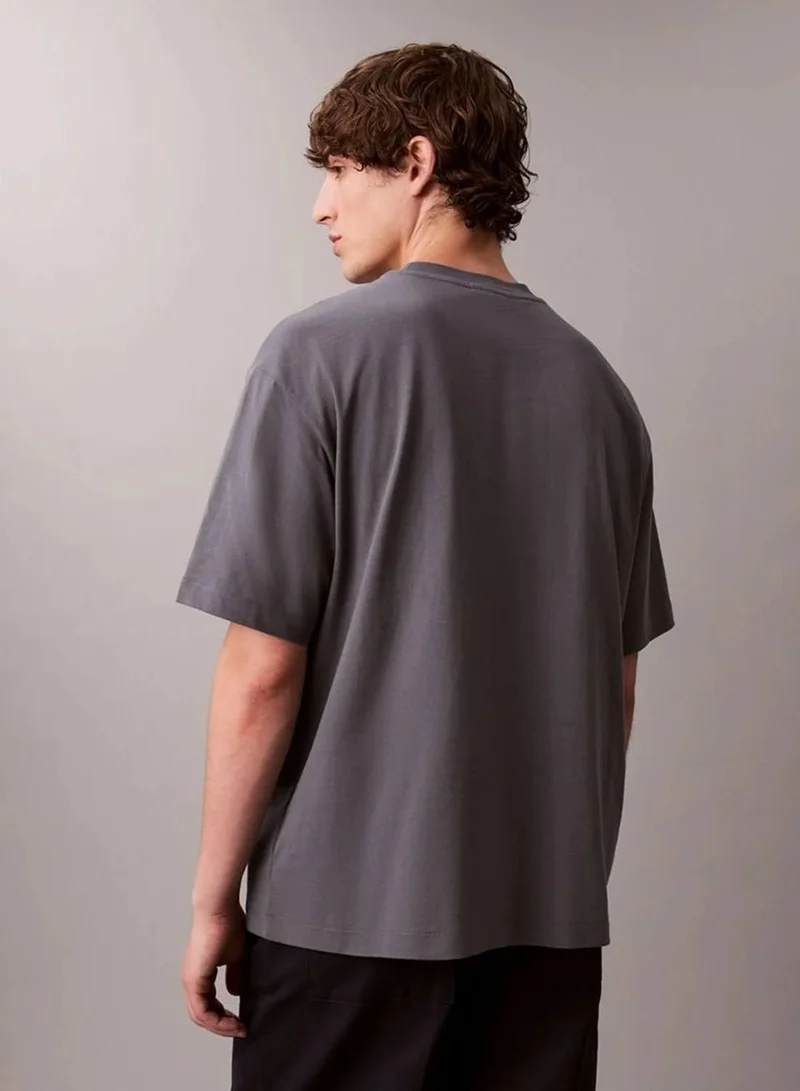 CALVIN KLEIN Anchor Navy Standard Logo Relaxed Tee for Men | Best Price UAE